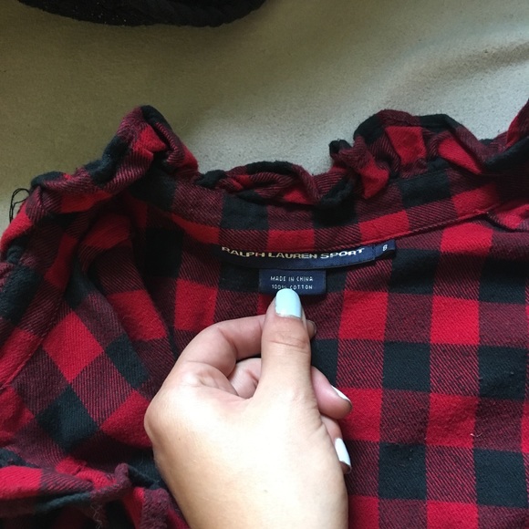 Red Ralph Lauren Button Down Flannel - Picture 2 of 2